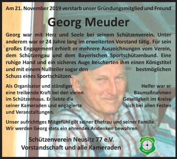 Traueranzeige von Georg Meuder von Rothenburg