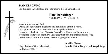 Traueranzeige von Hans Dürschinger von Neustadt/ Scheinfeld/ Uffenheim