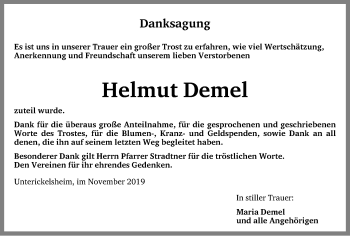 Traueranzeige von Helmut Demel von Neustadt/ Scheinfeld/ Uffenheim