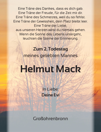 Traueranzeige von Helmut Mack von Dinkelsbühl/ Feuchtwangen