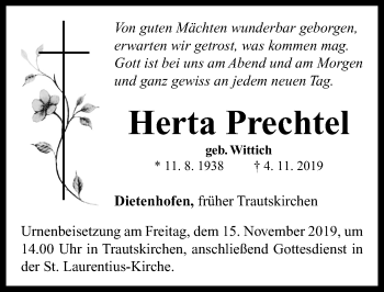 Traueranzeige von Herta Prechtel von Neustadt/ Scheinfeld/ Uffenheim