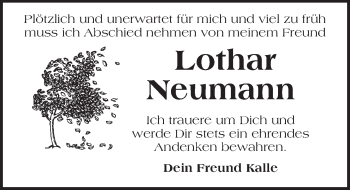 Traueranzeige von Lothar Neumann von Ansbach