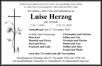 Traueranzeige von Luise Herzog von Dinkelsbühl/ Feuchtwangen