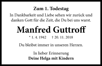 Traueranzeige von Manfred Guttroff von Neustadt/ Scheinfeld/ Uffenheim