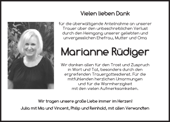 Traueranzeige von Marianne Rüdiger von Ansbach
