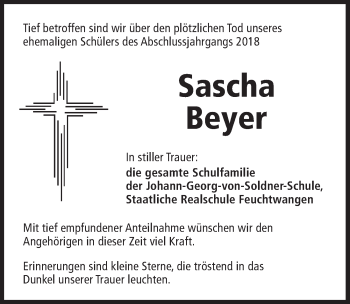 Traueranzeige von Sascha Beyer von Dinkelsbühl/ Feuchtwangen