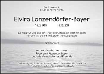 Traueranzeige von Elvira Lanzendörfer von Dinkelsbühl/ Feuchtwangen