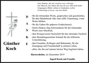 Traueranzeige von Günter Koch von Rothenburg