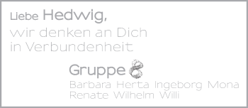 Traueranzeige von Hedwig Benzinger von Ansbach