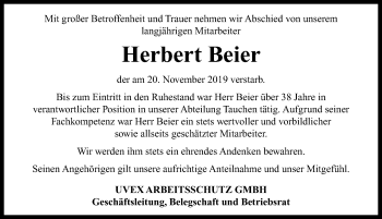 Traueranzeige von Herbert Beier von Neustadt/ Scheinfeld/ Uffenheim