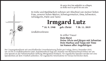 Traueranzeige von Irmgard Lutz von Dinkelsbühl/ Feuchtwangen
