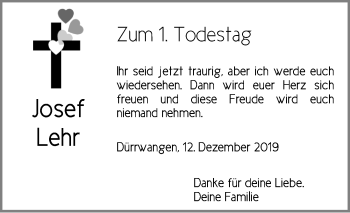 Traueranzeige von Josef Lehr von Dinkelsbühl/ Feuchtwangen