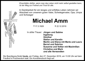 Traueranzeige von Michael Amm von Neustadt/ Scheinfeld/ Uffenheim