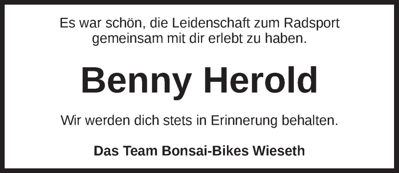  Traueranzeige für Benjamin Herold vom 06.02.2019 aus Ansbach