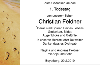 Traueranzeige von Christian Feldner von Dinkelsbühl/ Feuchtwangen