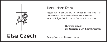 Traueranzeige von Elsa Czech von Dinkelsbühl/ Feuchtwangen
