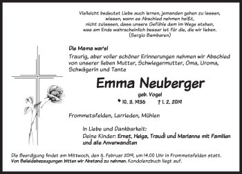 Traueranzeige von Emma Neuberger von Gesamtausgabe