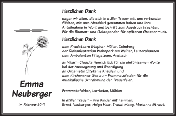 Traueranzeige von Emma Neuberger von Gesamtausgabe