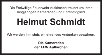 Traueranzeige von Helmut Schmidt von Dinkelsbühl/ Feuchtwangen