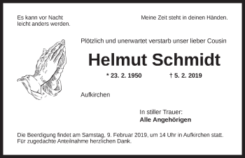 Traueranzeige von Helmut Schmidt von Dinkelsbühl/ Feuchtwangen