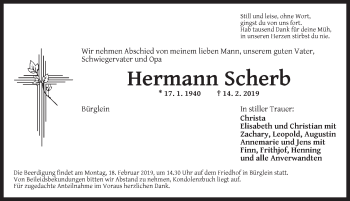 Traueranzeige von Hermann Scherb von Ansbach