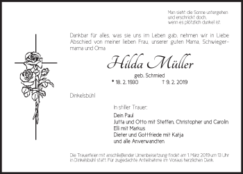 Traueranzeige von Hilda Müller von Dinkelsbühl/ Feuchtwangen