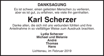 Traueranzeige von Karl Scherzer von Ansbach