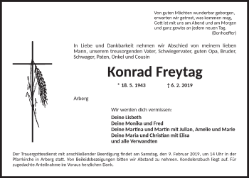 Traueranzeige von Konrad Freytag von Dinkelsbühl/ Feuchtwangen