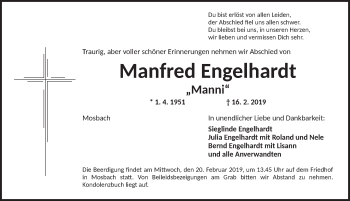 Traueranzeige von Manfred Engelhardt von Dinkelsbühl/ Feuchtwangen