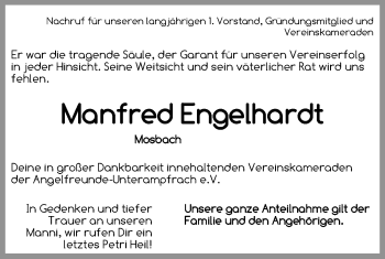 Traueranzeige von Manfred Engelhardt von Dinkelsbühl/ Feuchtwangen