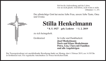 Traueranzeige von Stilla Henkelmann von Gesamtausgabe