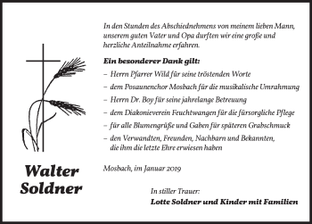 Traueranzeige von Walter Soldner von Dinkelsbühl/ Feuchtwangen