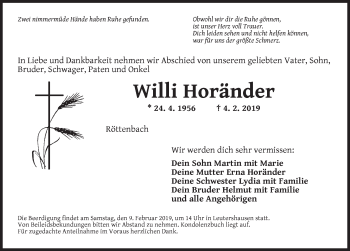 Traueranzeige von Willi Horänder von Gesamtausgabe