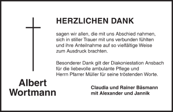 Traueranzeige von Albert Wortmann von Ansbach