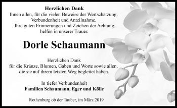 Traueranzeige von Dorle Schaumann von Rothenburg