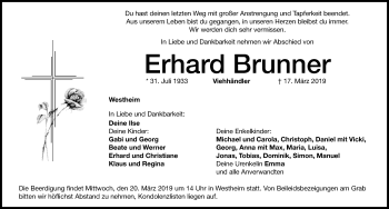 Traueranzeige von Erhard Brunner von Dinkelsbühl/ Feuchtwangen