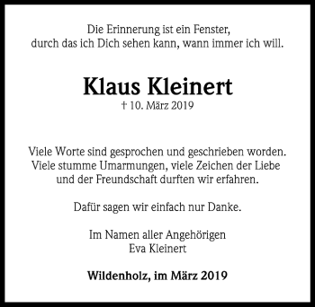 Traueranzeige von Klaus Kleinert von Dinkelsbühl/ Feuchtwangen