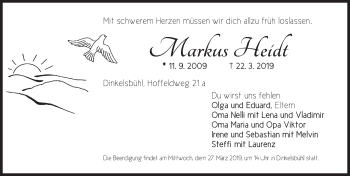 Traueranzeige von Markus Heidt von Dinkelsbühl/ Feuchtwangen