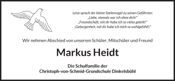 Traueranzeige von Markus Heidt von Dinkelsbühl/ Feuchtwangen