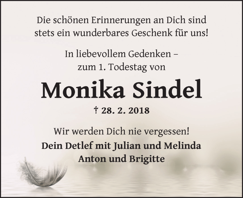  Traueranzeige für Monika Sindel vom 28.02.2019 aus Ansbach