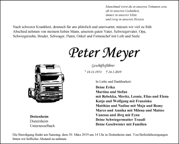 Traueranzeige von Peter Meyer von Neustadt/ Scheinfeld/ Uffenheim