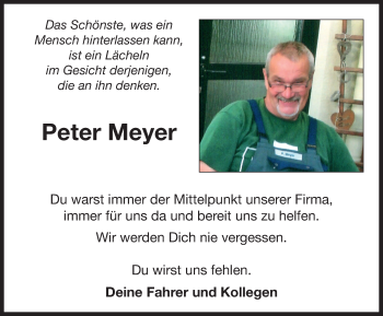 Traueranzeige von Peter Meyer von Neustadt/ Scheinfeld/ Uffenheim