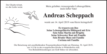 Traueranzeige von Andreas Scheppach von Dinkelsbühl/ Feuchtwangen