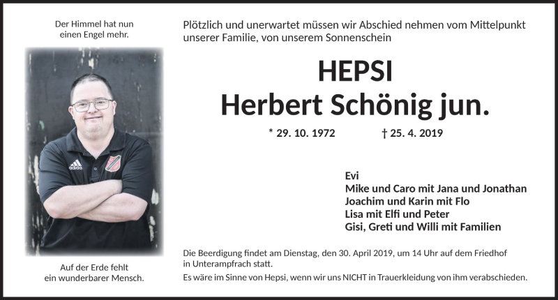  Traueranzeige für Herbert Schönig vom 29.04.2019 aus Rothenburg