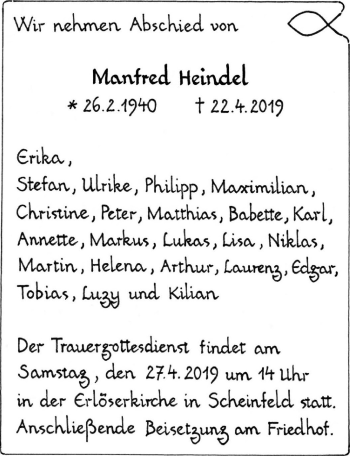 Traueranzeige von Manfred Heindel von Neustadt/ Scheinfeld/ Uffenheim