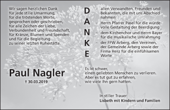 Traueranzeige von Paul Nagler von Dinkelsbühl/ Feuchtwangen