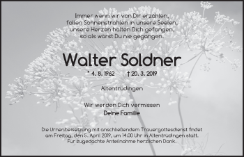 Traueranzeige von Walter Soldner von Dinkelsbühl/ Feuchtwangen