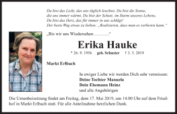 Traueranzeige von Erika Hauke von Neustadt/ Scheinfeld/ Uffenheim