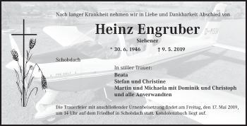 Traueranzeige von Heinz Engruber von Dinkelsbühl/ Feuchtwangen