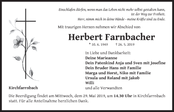 Traueranzeige von Herbert Farnbach von Neustadt/ Scheinfeld/ Uffenheim